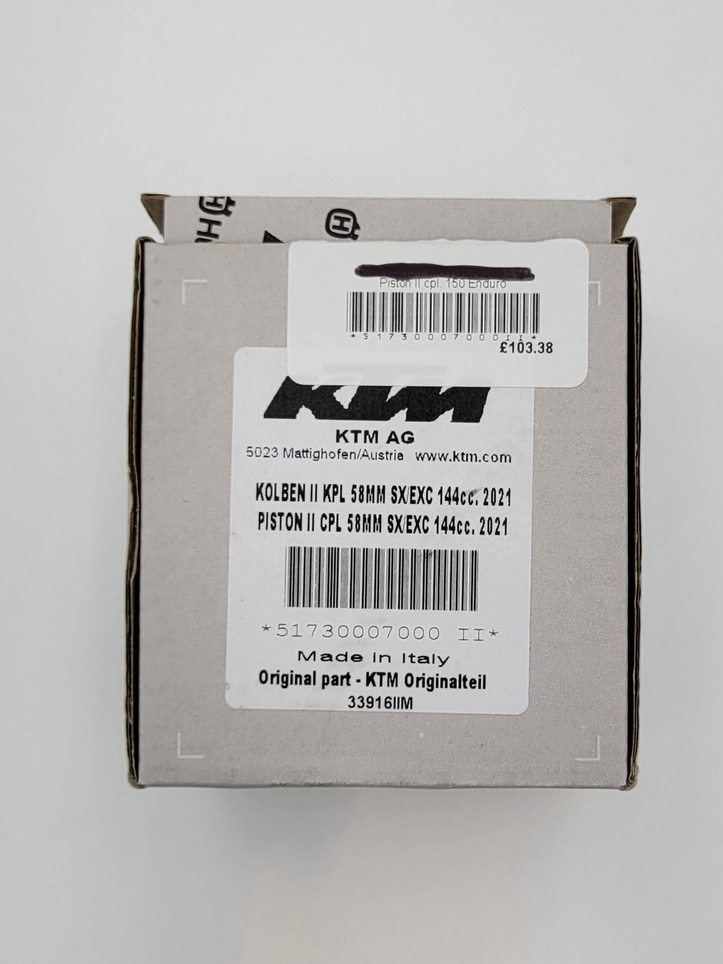 KTM 150 Cast Genuine Piston Kit (51730007000) box