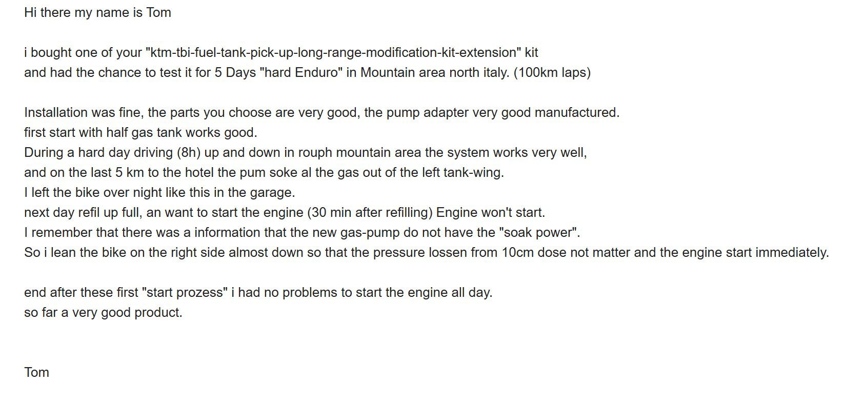 Feedback from first test batch